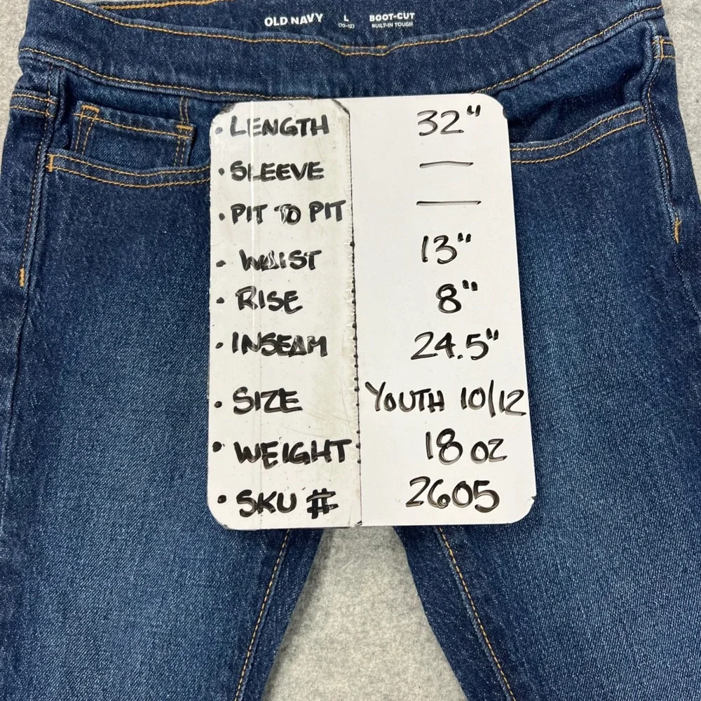 Old Navy Girls Dark Wash Built-In Tough Boot-Cut Jeans Size L 10-12 Pull On